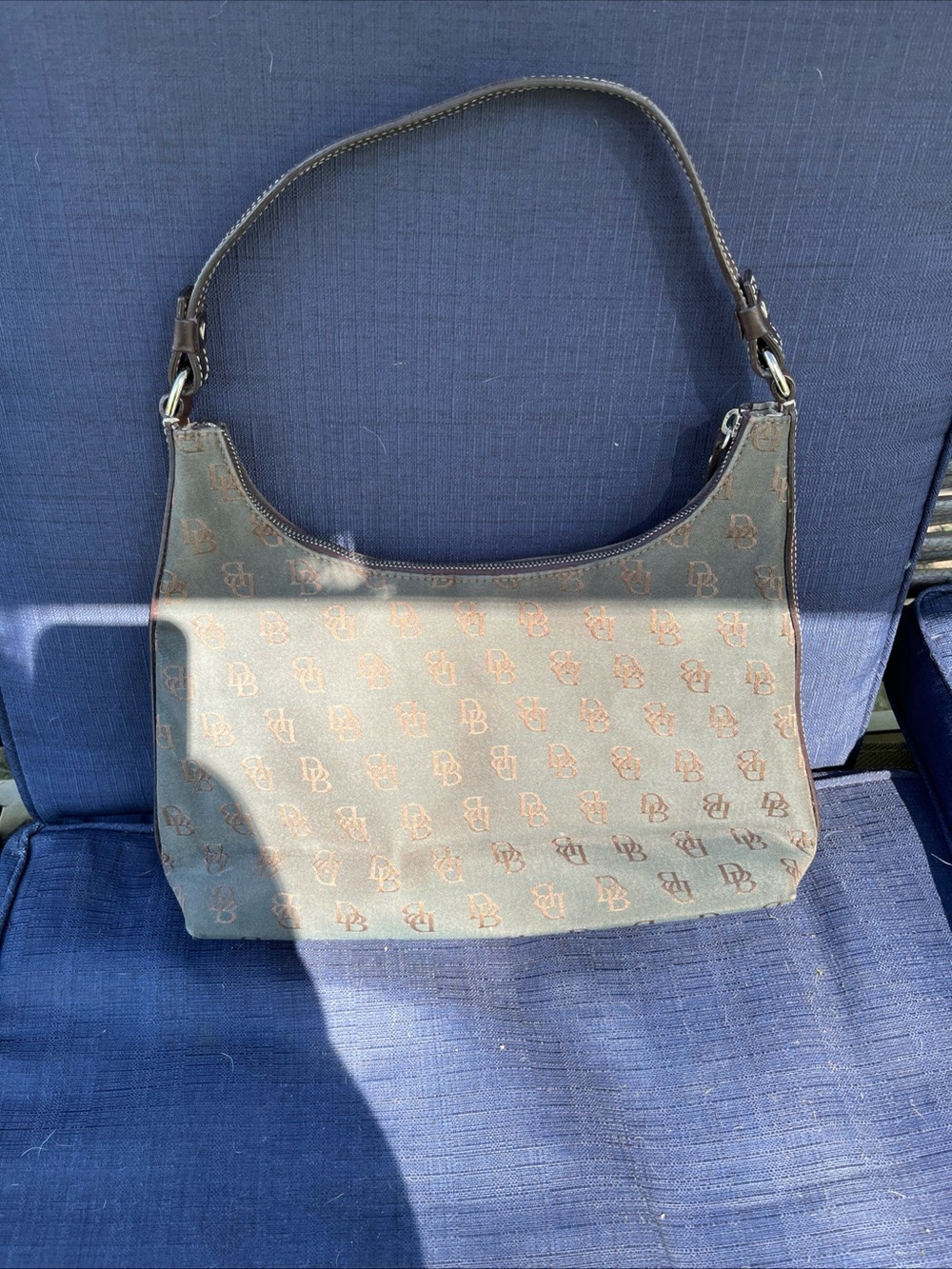 Dooney & Bourke Green and Brown Monogram Vintage  Shoulder Bag